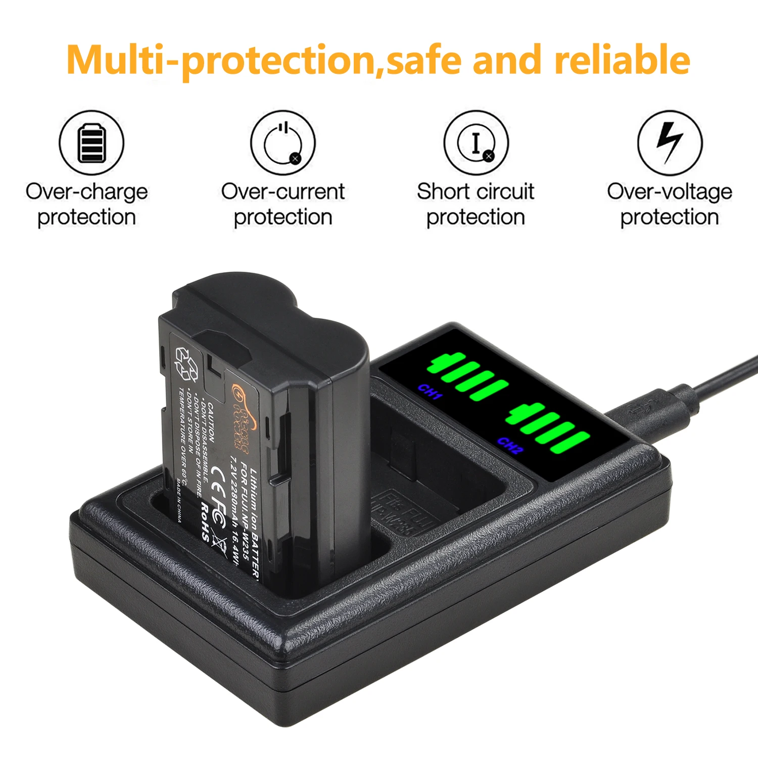 2280mAh NP-W235 بطارية ل فوجي فيلم X-H2 ، X-H2S ، X-T4 ، X-T5 ، GFX100S ، GFX50SII كاميرا ، VG-XT4 قبضة ، شاحن ل NPW235