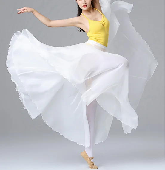 2022 Big swing skirt Chiffon Skirt for Adult Girl Practice & Performance Romantic Ballet Skirt Ballerina Classical Dance Costume