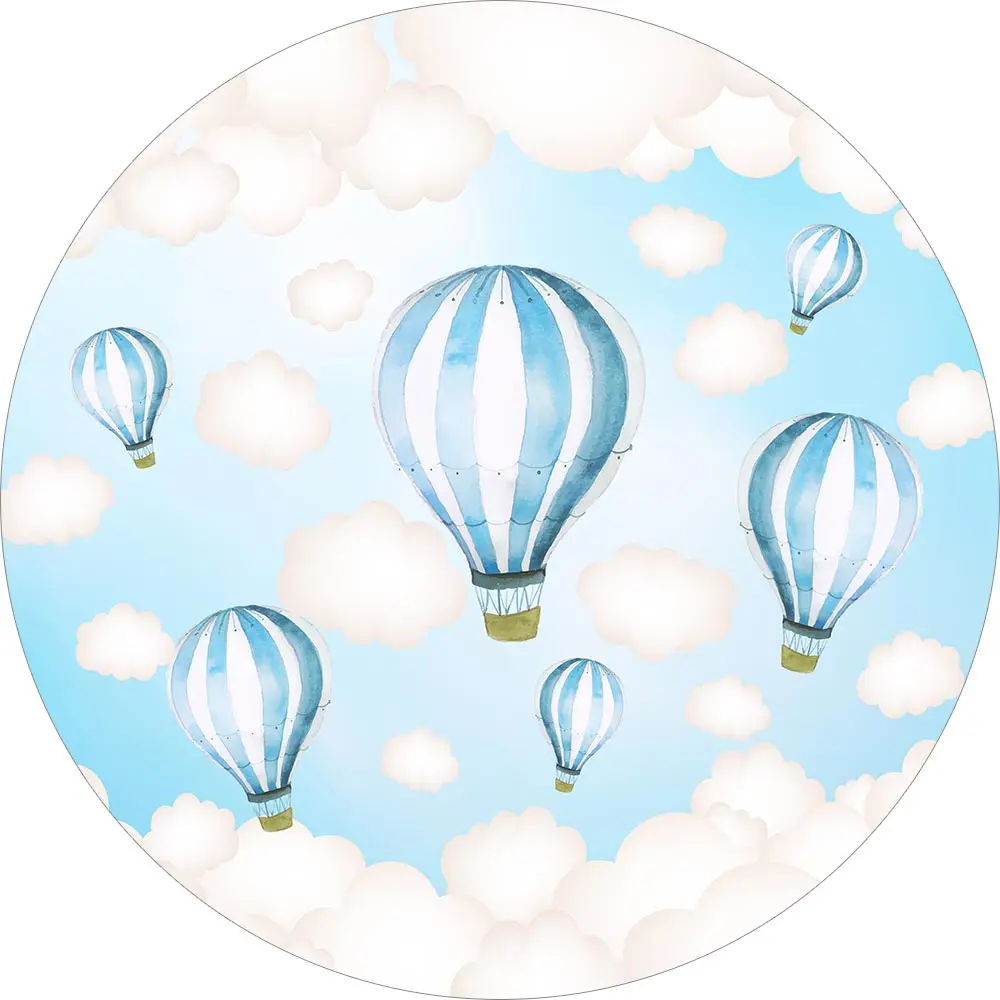 Allenjoy Hot Air Balloon Round Photography Background Holy Communion Sky Clouds Photo Studio Backdrop Birthday Party Photophone