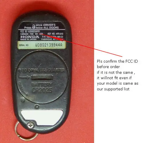 KEYECU A269ZUA101 Keyless Entry 434MHz Remote Key Fob Control for Honda Accord Civic CR-V