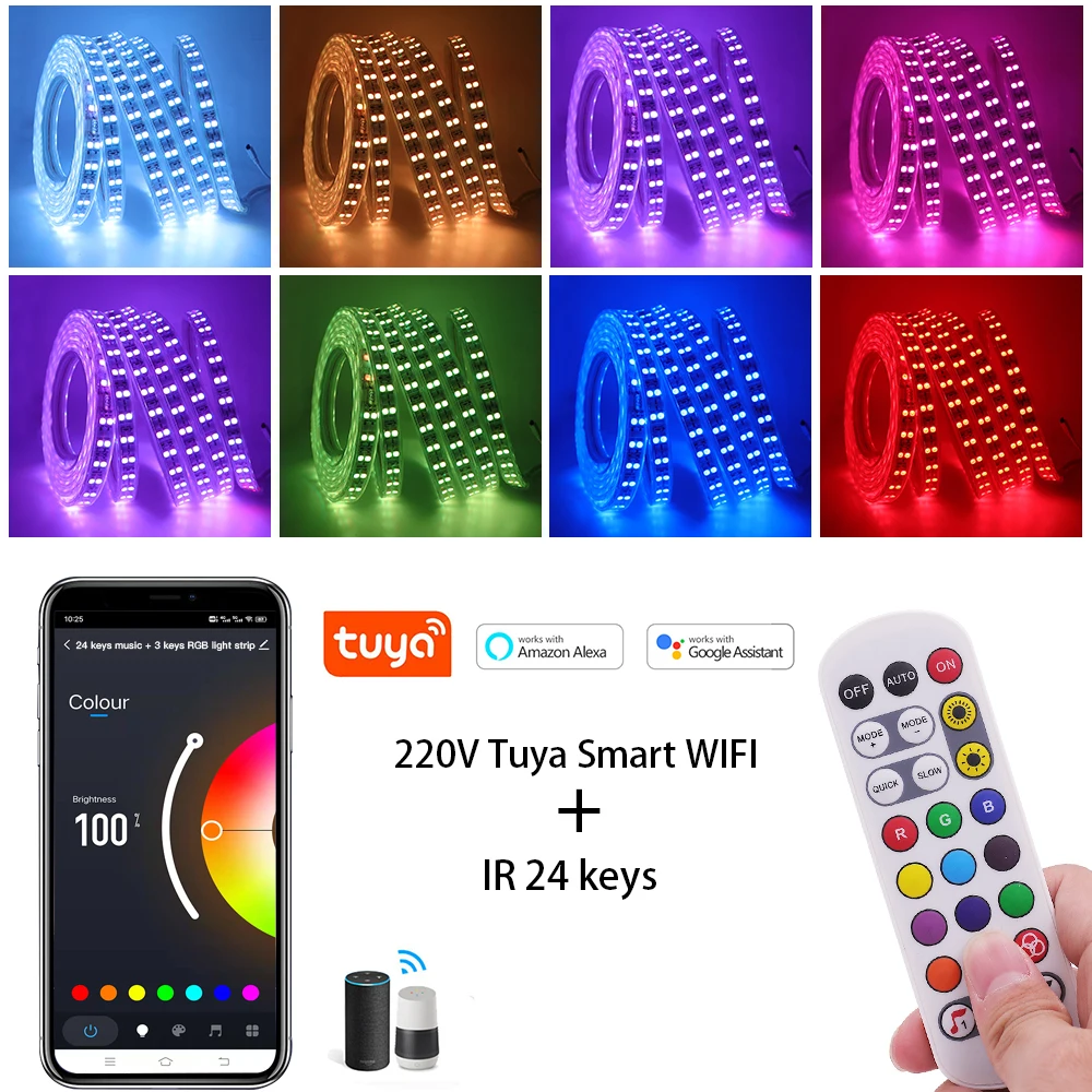 Imagem -04 - Tuya Wifi Inteligente Led Controlador para ac 110v 220v Rgb Led Strip 5050 Trabalho de Luz Néon com Alexa Google Assistente Voz Comando