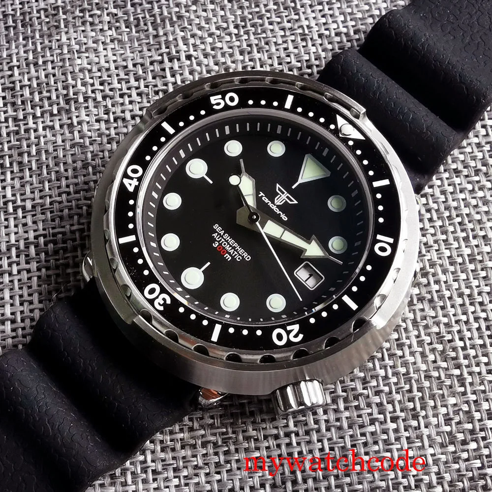 46.5Mm Tandorio Thương Hiệu Hàng Đầu Nhật Bản NH35A 20ATM Lặn Hồ Nam Kính Sapphire Dạ Quang Đánh Dấu Dây Cao Su Màu Đen