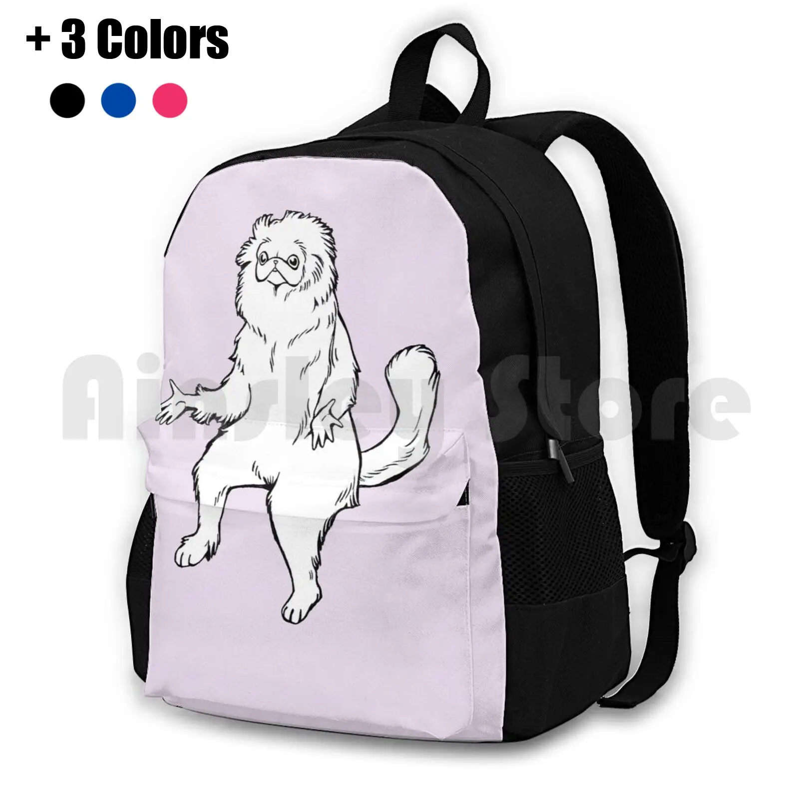 Mochila impermeável ao ar livre, gato persa guardião design, camping e viagens, branco e branco