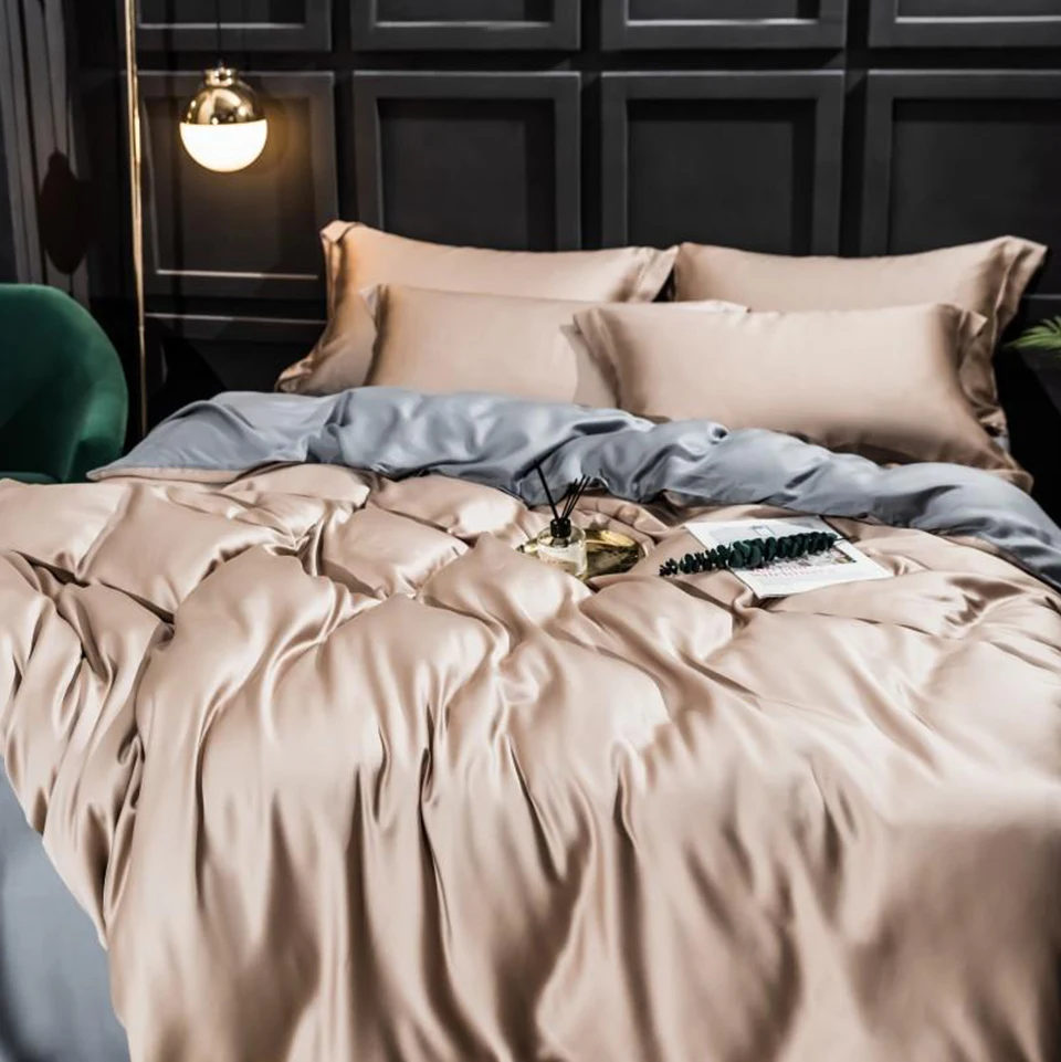 

SISISILK Luxury Bedding Set 100% Silk Natural Soft Double Bed Duvet Cover Bedspread Flat Sheet Queen King Adult Bed Linen Set