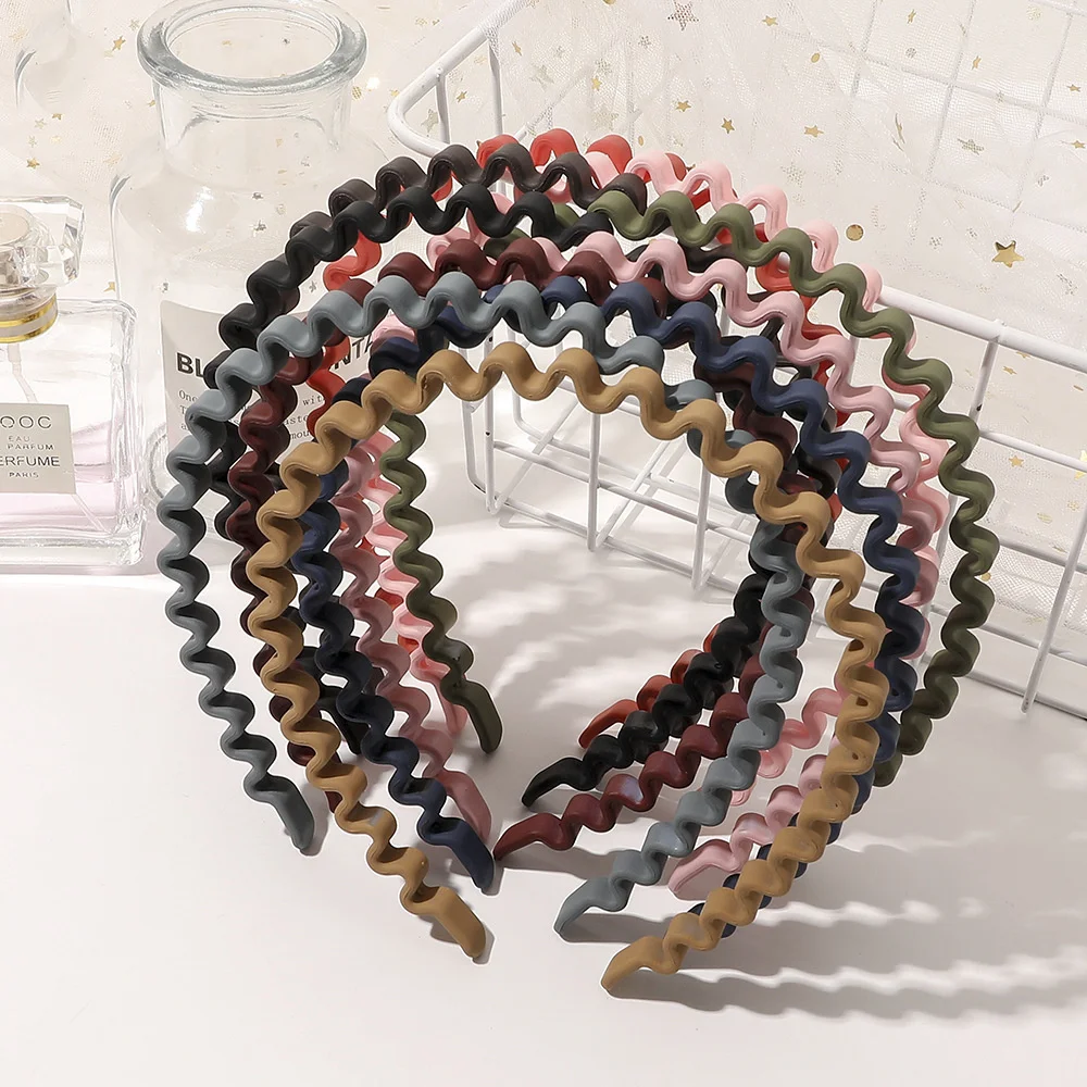 Fashion Headdress Solid Color Wavy Resin Hair Comb Hairbands Mens Women Headband Alice Sports Hair Hoop Bezel Hair Accessories