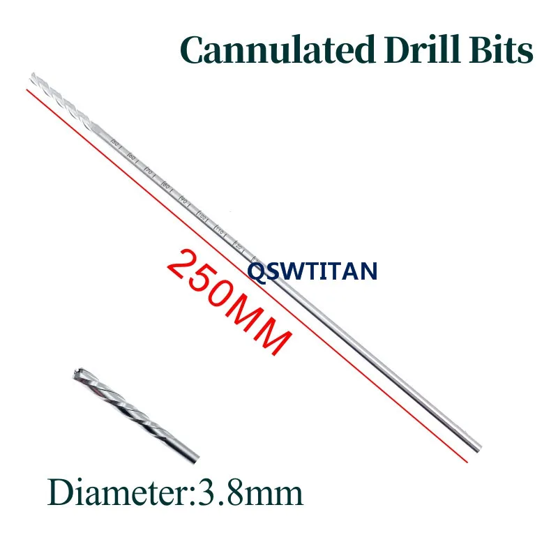 Stainless Steel Cannulated Drill Bits Hollow 250mm  Orthopedics Instruments