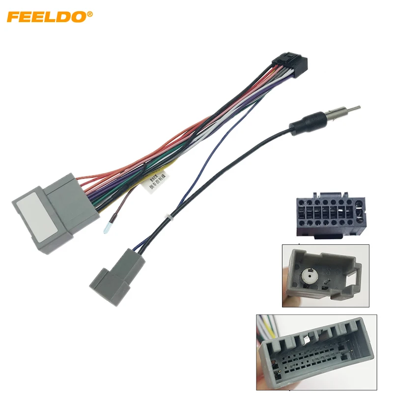 FEELDO 5set Car Audio DVD Player 16PIN Android Power Cable Adapter For Honda CRV/BRV/HRV/JAZZ Radio Wiring Harness #HQ6470