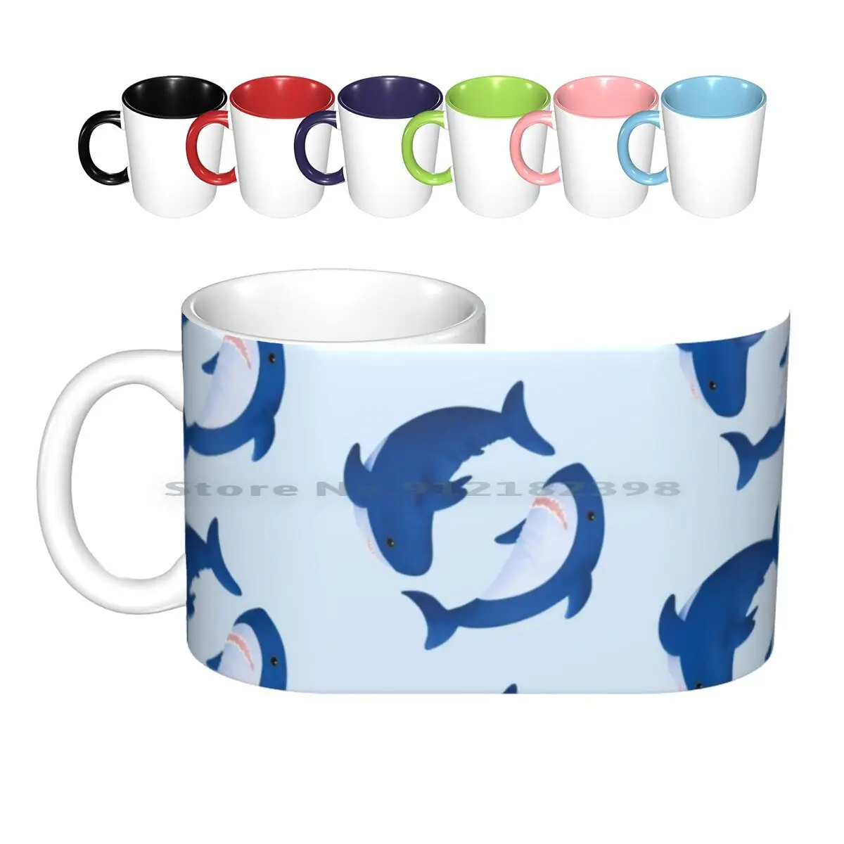 Brucie & Archie Blahaj Shark Pattern Ceramic Mugs Coffee Cups Milk Tea Mug Blahaj Shark Procreate Jaws Plushies Cute Kawaii