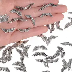 20Pcs Antique Silver Color Hollow Angel Wing Charm Spacers Beads For Jewelry Making Accessories DIY Earrings Necklace Bracelet