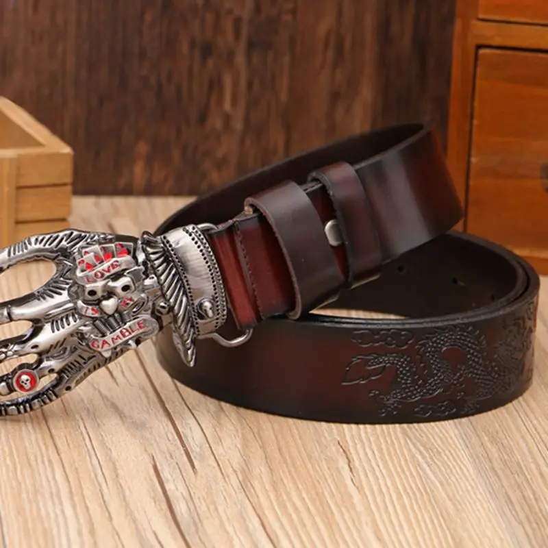 Leather man fashion ghost hand belt western denim belt birthday party gift