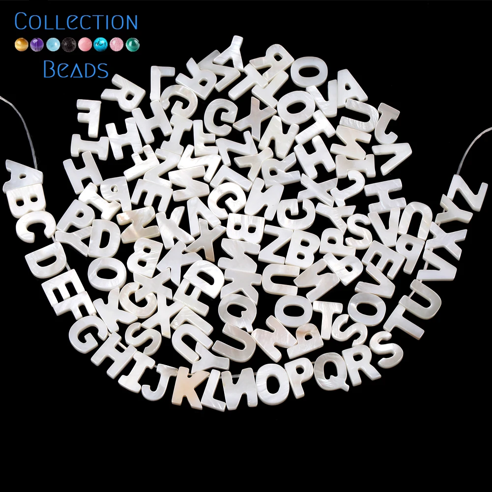 Cuentas de concha de letras, cuentas espaciadoras de alfabeto de forma Irregular blanca para fabricación de joyería, accesorios para collar y pulsera DIY hechos a mano