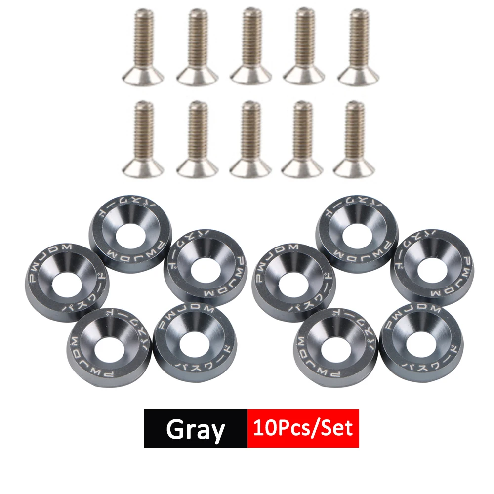 DSYCAR 1Set Billet Aluminium Kotflügel Stoßstange Unterlegscheibe Bolzen Motorraum Schraube Dress Up Kit JDM M6x20mm Schrauben