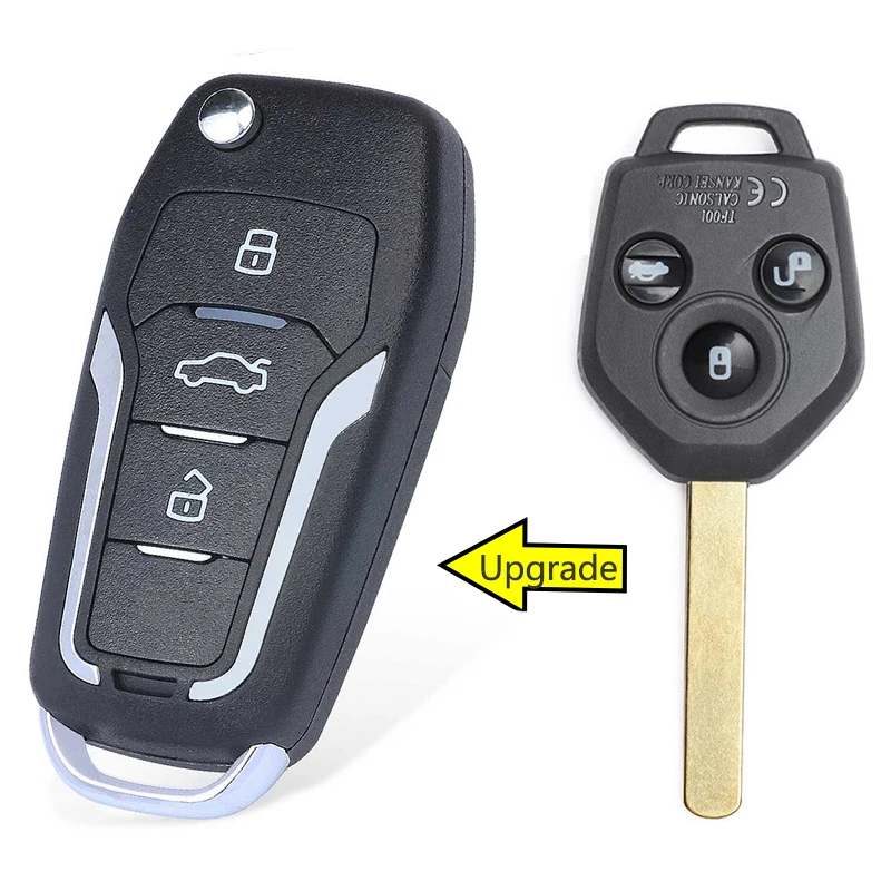 KEYECU 433MHz 4D62 Chip Origianl/ Upgraded Flip Folding 3 Button Remote Key Fob key for Subaru Forester 2008 2009 2010 2011 2012