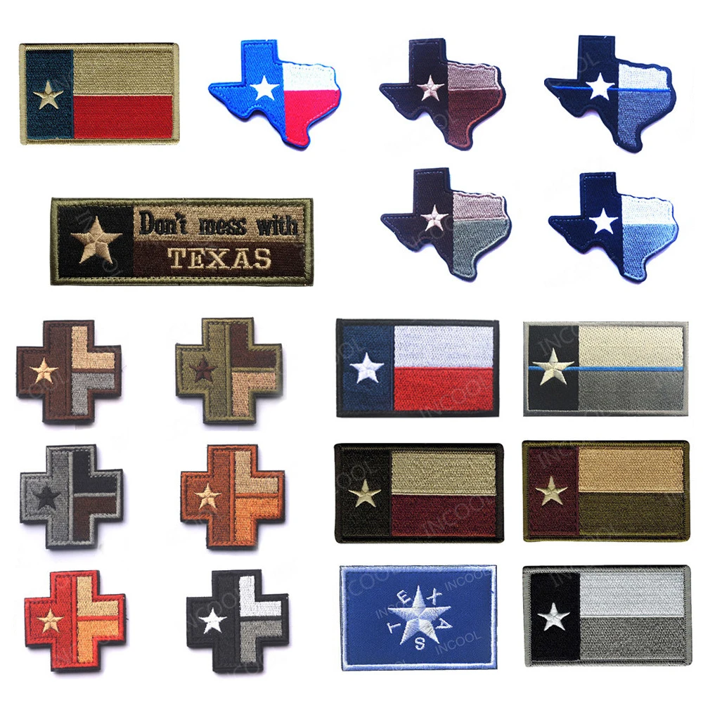 Don\'t Mess With Texas Embroidered Flag Patches State of Texas Map Patch Embroidery Patch For Clothing Backpack