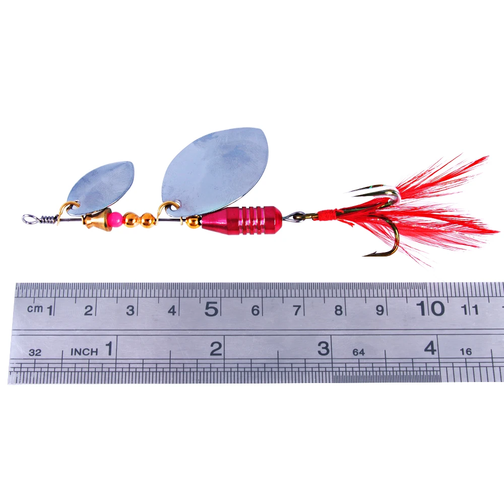 Señuelo cuchara giratorio con pluma – Cebo artificial lubina 9.3cm 10g - imagen 3