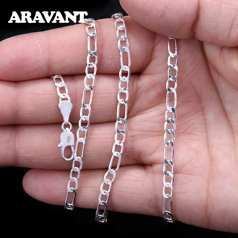 

925 Silver 6MM 20 Inches Curb Link Necklace For Men Women Silver Jewelry