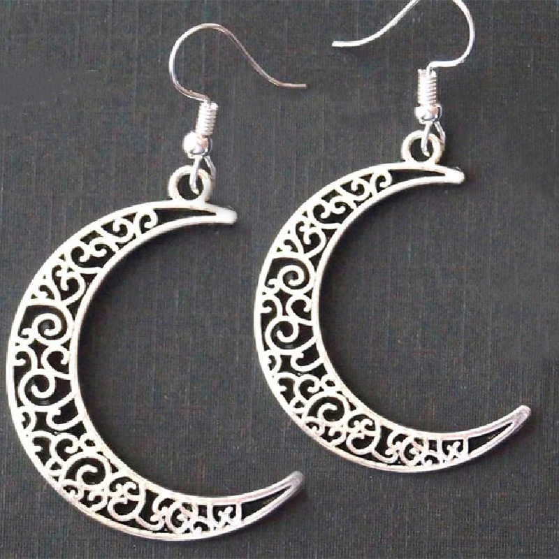 Crescent Moon And Sun Tibetan Silver Color Drop Earrings Boho Jewelry Pagan Crescent Punk Statement Women Gift 2021 New Magic