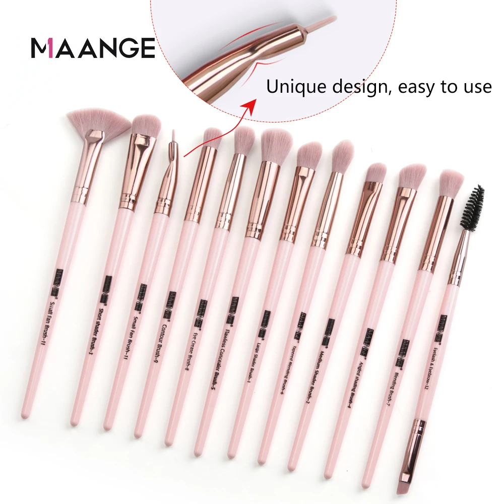 MAANGE Pro 6/12pcs Eye Makeup Brushes Set With Cosmestic Bag Rose Gold Make Up Brush Eyeshadow Blending Make Up Brush Maquiagem