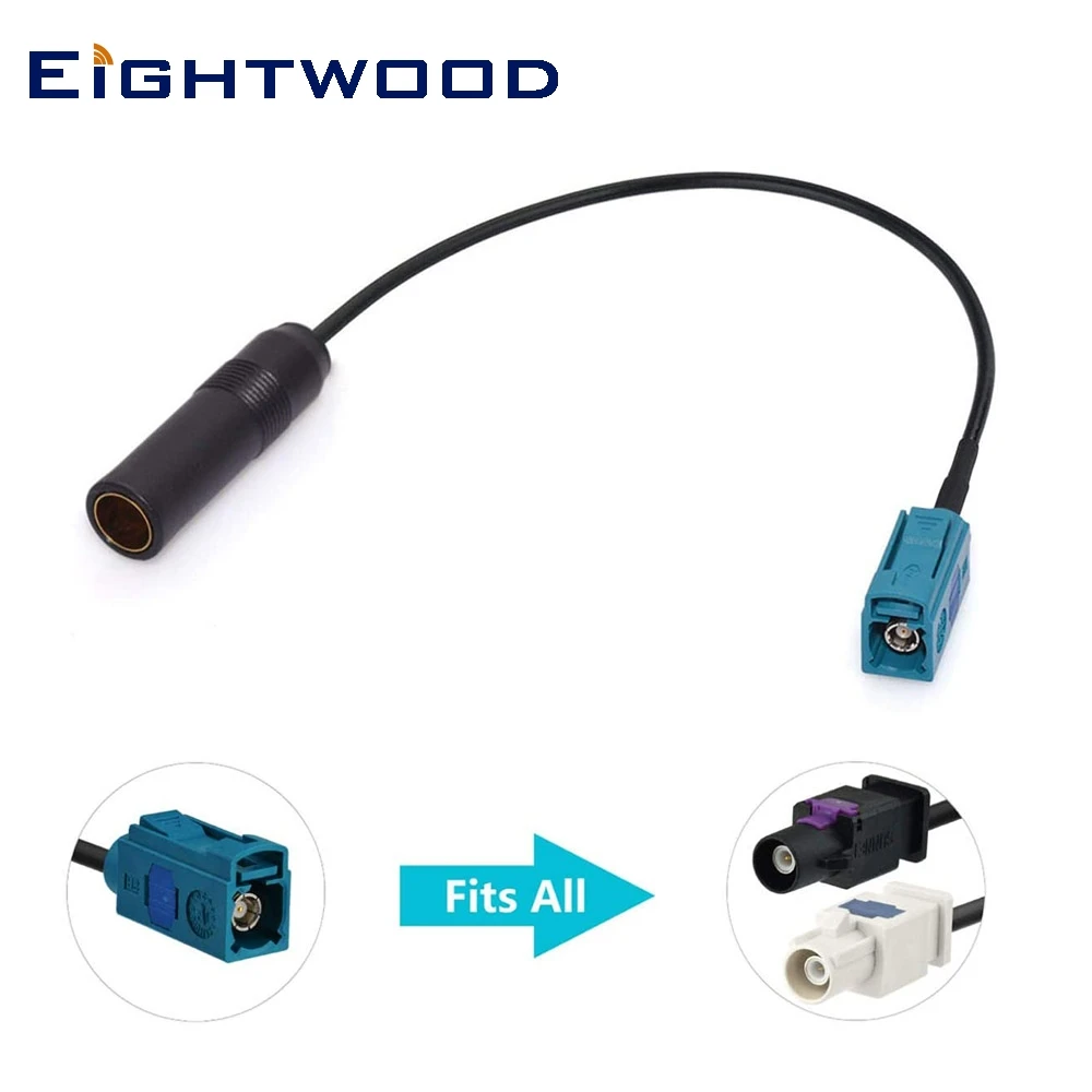 Eightwood FM AM Radio Antenna Cable 15cm Fakra Z to DIN Female for Car Stereo Audio HD Radio Head Unit CD Media Player Receiver