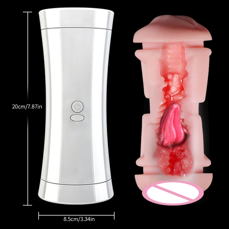 Dual Channel Hand Free Male Masturbation Cup Oral Vagina Masturbator Sex Toy For Men Silicone Pocket Pussy Blowjob Vibrator