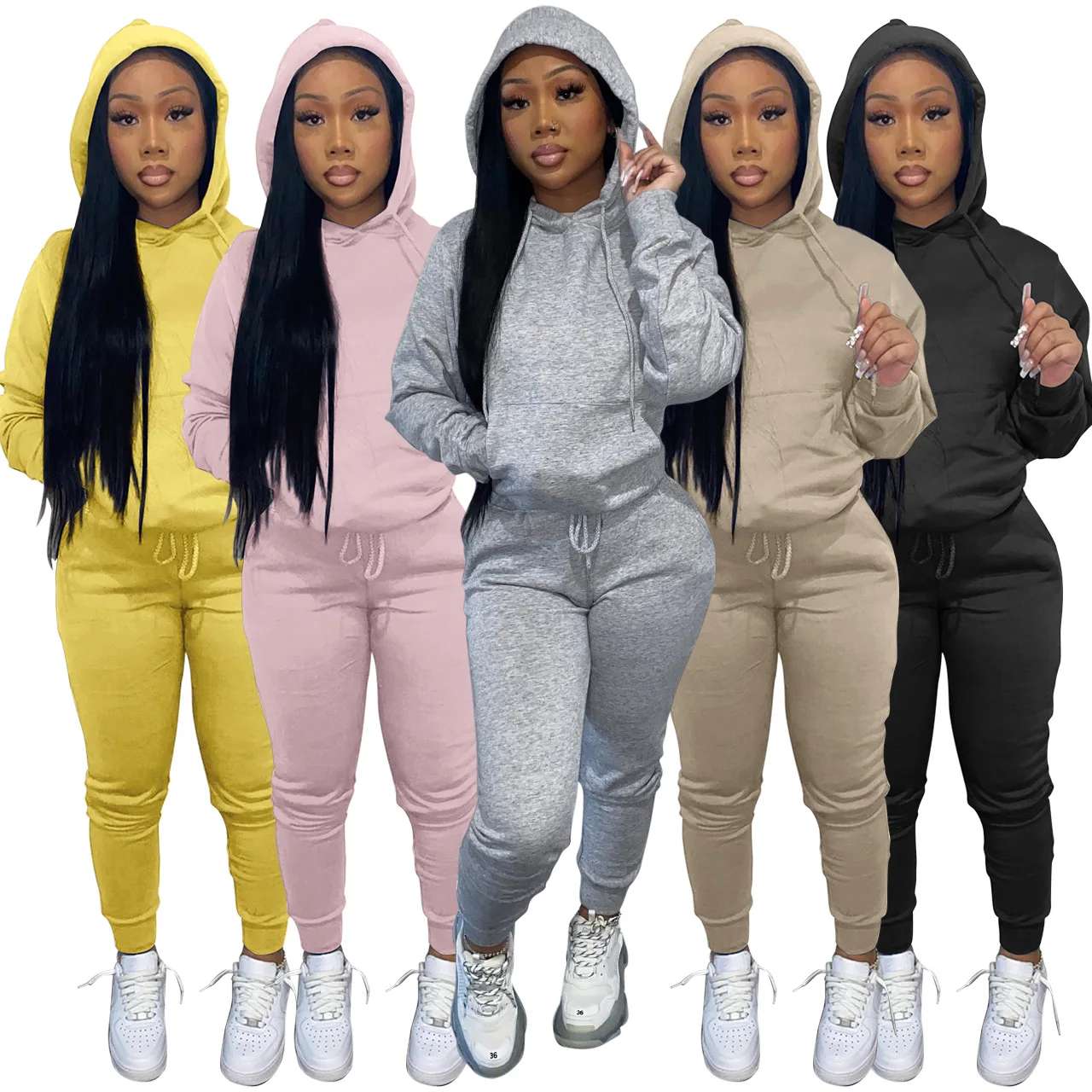 

2021 Autumn New 2 Piece Set Women Hoodie Tracksuits Bodycon Sports Jogger Sets Lounge Wear Slim Streetwear Outfits