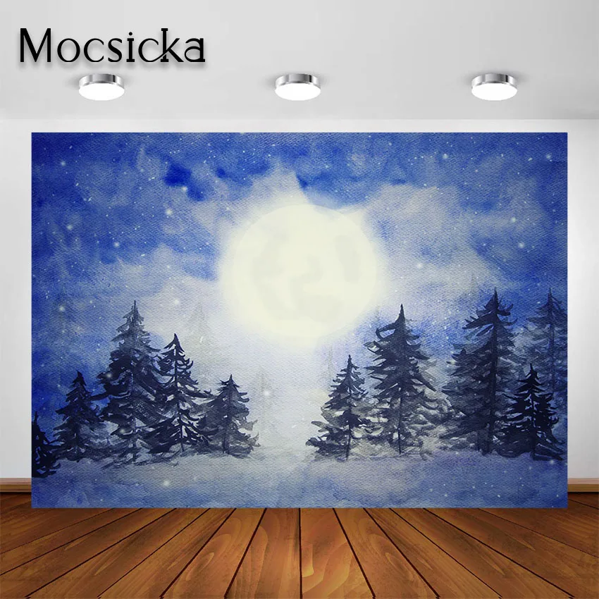 Mocsicka Pine Tree Photography Backdrop Christmas Forest Kids Baby Portrait Photoshoot Background for Photographic Photocall