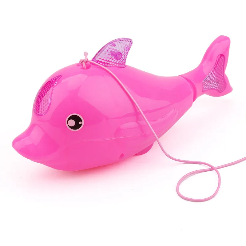 Brinquedos animais elétricos puxar corda luminosa peixe com luz música em movimento com tração corda balanço peixes animais brinquedos do bebê crianças presentes