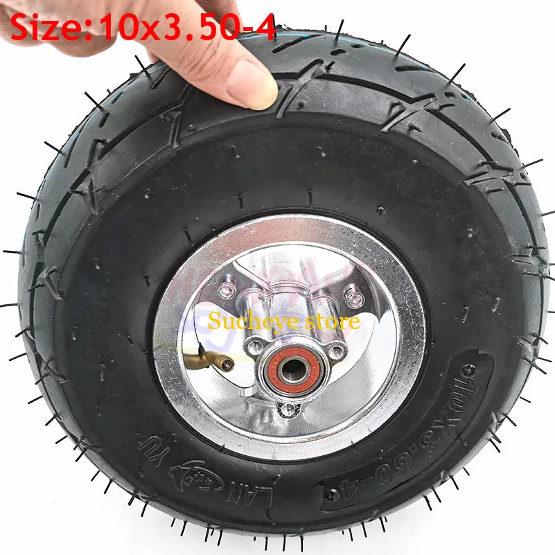 10x3.50-4 Tires Wheels 4 Inch Hub Rim +10x350-4 Tyre Inner Tube +Brake Disc +Sprocket  Pump Fits ATV Quad electric scooter