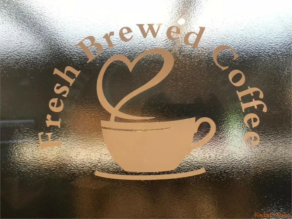 

Fresh Brewed Coffee Logo cup Cafe Shop vinyl sticker Window Wall art sign decor