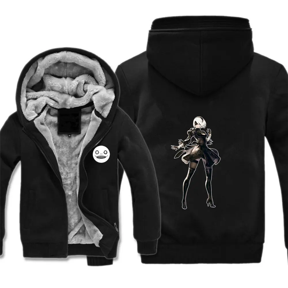 

Japan anime Game NieR:Automata Hoodie yorha 2B Coat Jacket Winter Men Thick Zipper NieR Automata Sweatshirt