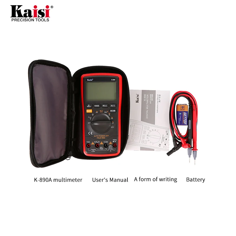Kaisi k-890 Digital Multimeter Voltage-Meter Auto Ranging 6000 Counts AC/DC NCV Large-Screen