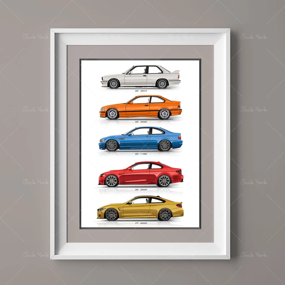 Gift for Car Lovers M3 / M4 generations artwork print on gifts for him / car art / car sketch