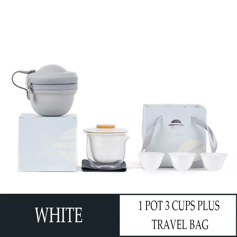 Krukke Ceramic Kung Fu Tea Set Office Teapot Portable Teacup Travel Small Tea Set Storage Bag 1 Pot Of 3 Cups Outdoor Teaware