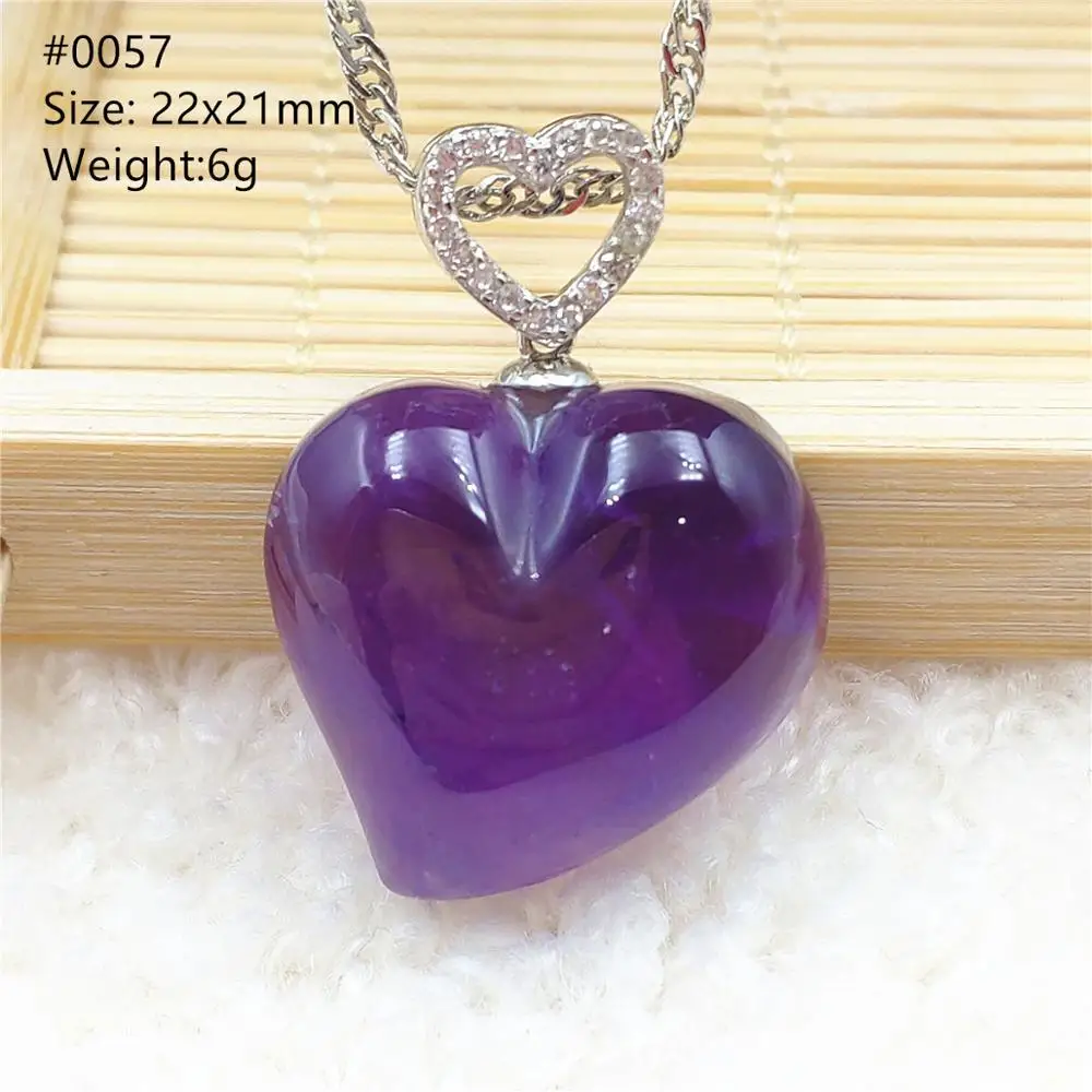 

Natural Purple Amethyst Heart Bead Pendant Necklace Crystal Brazil 22x21mm Love Amethyst Beads Necklace AAAAAA