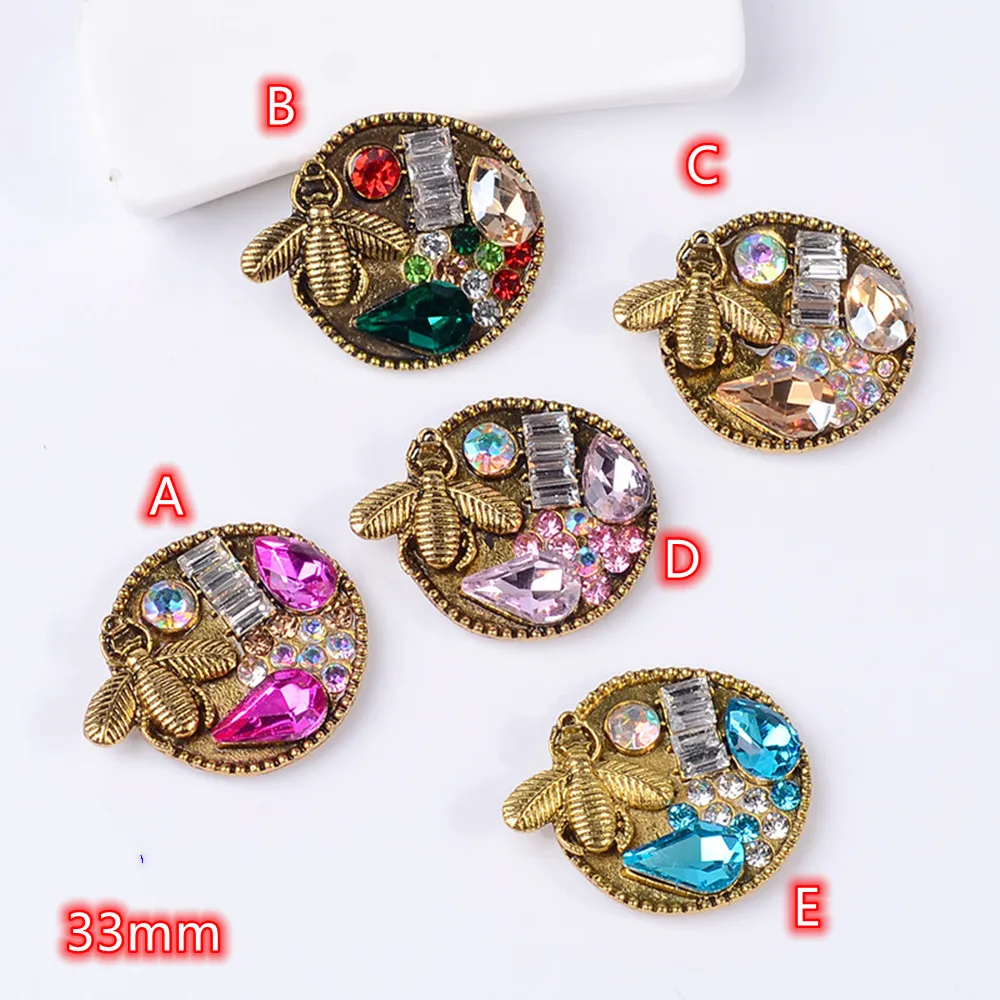 Rhinestone Embellishments Buttons 10pcs Bee in Cluster Flowers Flatback Handicraft Bowknot Flower Decoration DIY Craft Supplies