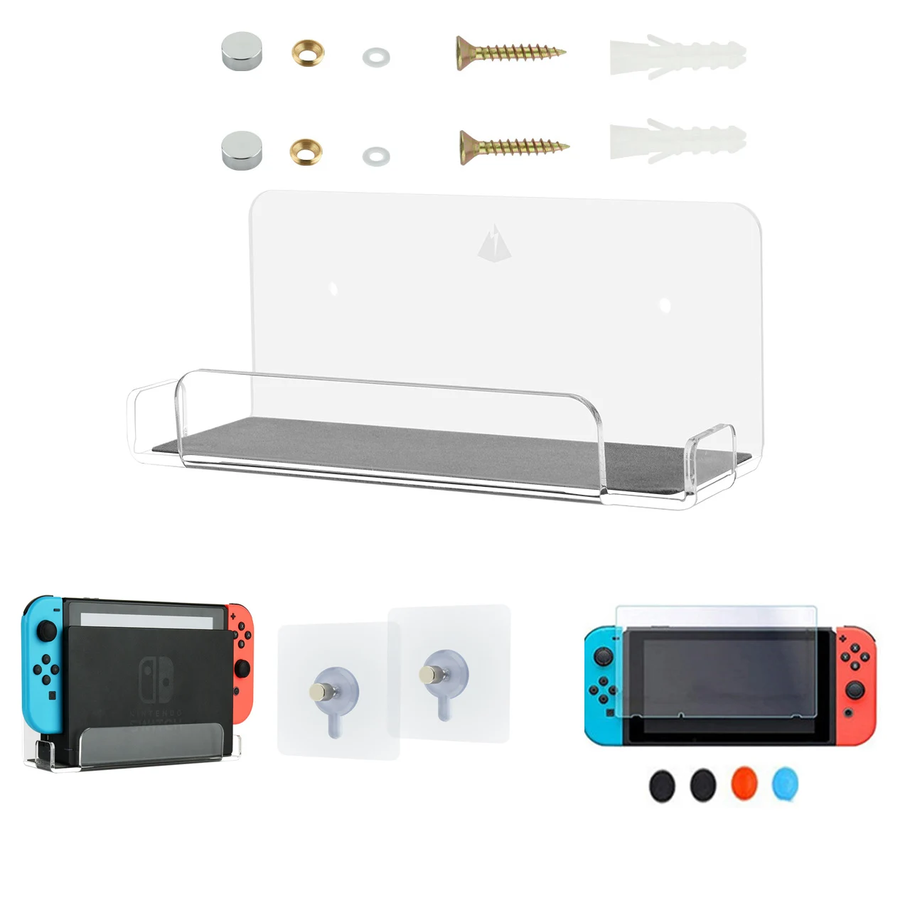 Dành Cho Máy Nintendo Switch NS Tay Cầm Treo Tường Giá Đỡ Dock Kệ Trưng Bày Bảo Quản Đứng Cho Nintendoswitch Cường Lực Bảo Vệ Màn Hình