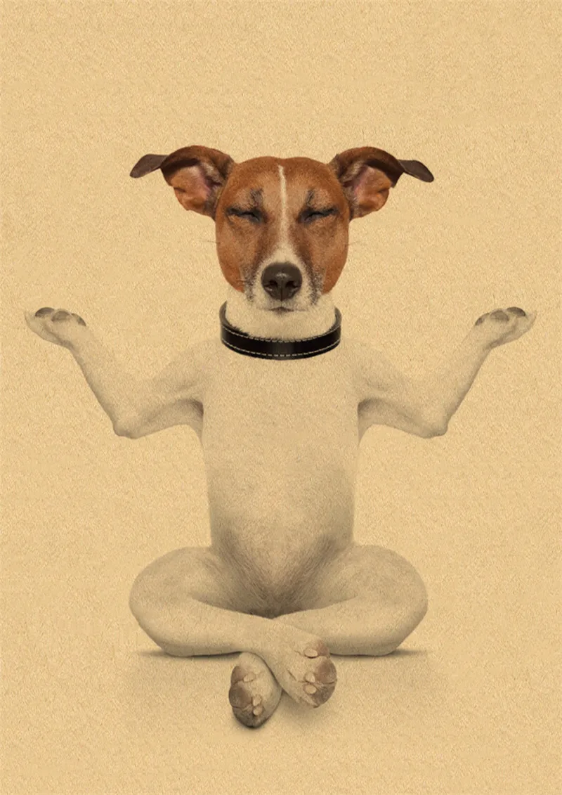 Nordic Style Boxing Dog Art Print Painting Kraft Poster Funny Cartoon Animal Wall Pictures For Kids Room Decoration