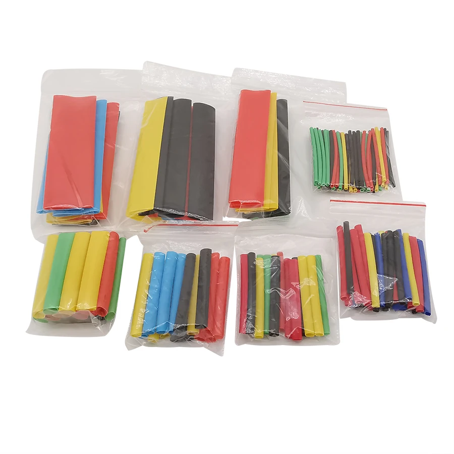 164Pcs/Set Heat Shrink Tubing 2:1 Wire Cable Wrap Assortment Electric Insulation Tube Kit 5 Color 8 Size