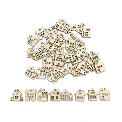 20pcs Wood House Shaped Wood Embellishment Cutout Veneers for DIY Craft Project Home Ornaments Decoration