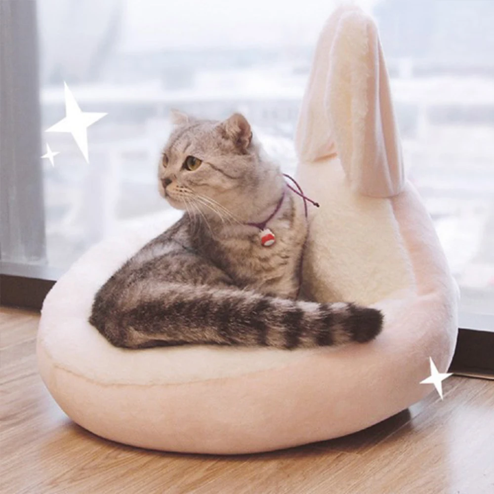 Cute Rabbit Ears Cat Bed Dog Sofa Soft Warm Fluffy Sleeping Basket Comfortable Dog Nest Small Medium Dogs Cats Teddy House Bed