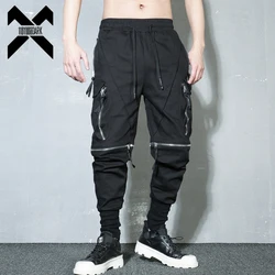 Detachable Black Cargo Pants Men Harajuku Hip Hop Streetwear Multi-Pocket Joggers Trousers Man Elastic Waist Techwear