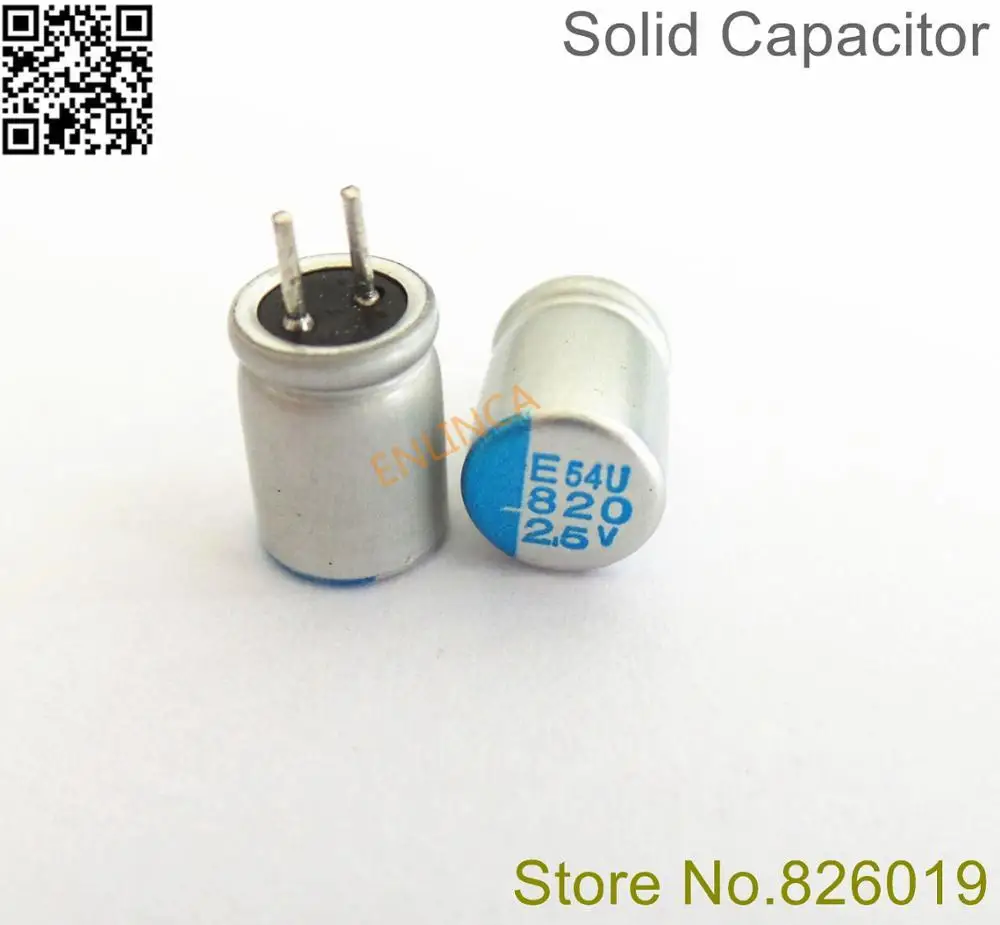 

30pcs/lot 2.5V 820UF 6*8 Solid Electrolytic Capacitors For Motherboard Low ESR 820UF 2.5V