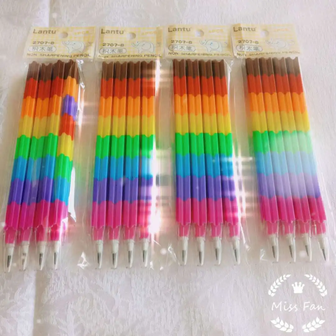 4Pcs/Bag Blocks Are Free To Cut Change Heads Ready To Use Wholesale Gifts for Kids School Supplies Coloring Pencils Stationery