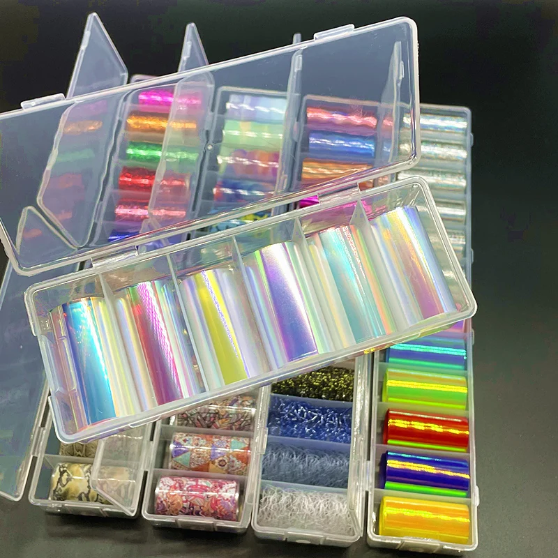 6 rolls Aurora Nail Foils for Transfer Paper Stickers Bohemia Sliders Non-Adhesive Nails Wraps Water Marble Nail Art Decorations