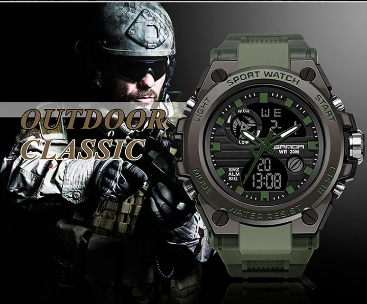 SANDA G Style Men Digital Watch Date Military Sports Watches Waterproof Electronic Wristwatch Mens Clock Orologio Da Uomo 739
