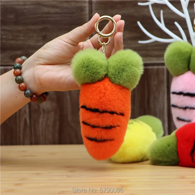 Rex rabbit fur carrot bag pendant plush phone keychain pendant fashion fur simulation vegetable jewelry new products