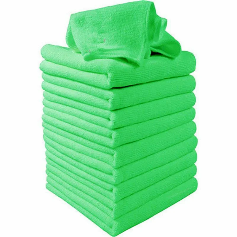 10Pcs Green Car Cleaning Wash Cloth Microfibre Cleaning Auto Car Detailing Soft Cloths Wash Towel Duster Microfiber Towel Tools