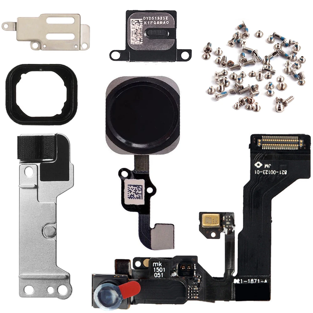 For iPhone 6 6Plus 6s Plus Front Camera Flex Cable Ear Speaker With Bracket + Home Button Key and Metal Plate + Full Screws