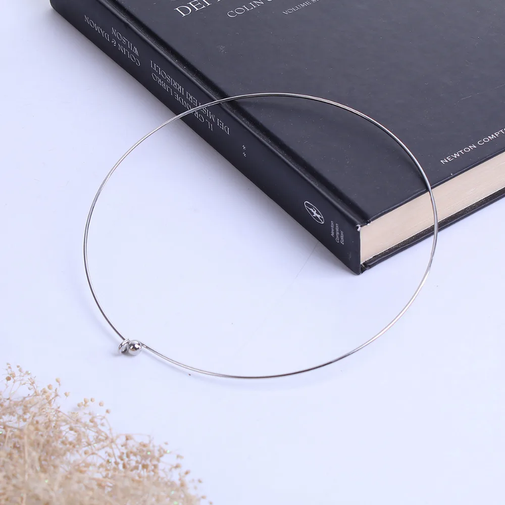 1PC 304 Stainless Steel Collar Choker Necklace Gold/Silver Color Round With Removable Ball End Cap Handmade DIY Jewelry