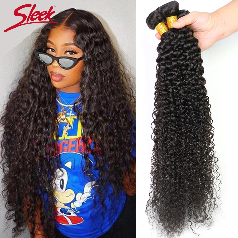 Sleek Peruvian Human Hair Weave Bundles Raw Kinky Curly Human Hair Bundles 30 32 34 Inch 1/3/4 Bundles Deep Curly Hair Extension